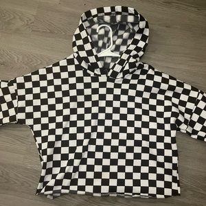 Rue 21 Checkered Cropped Hoodie